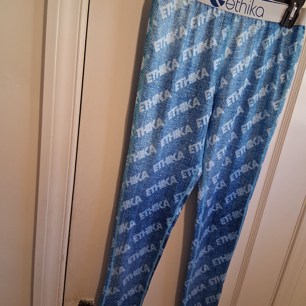 Ethika Blue and White Patterned Leggings
